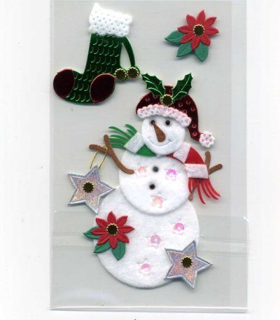 Christmas Foil & Felt Stickers - Snowman & Bits (FX165) - Click Image to Close